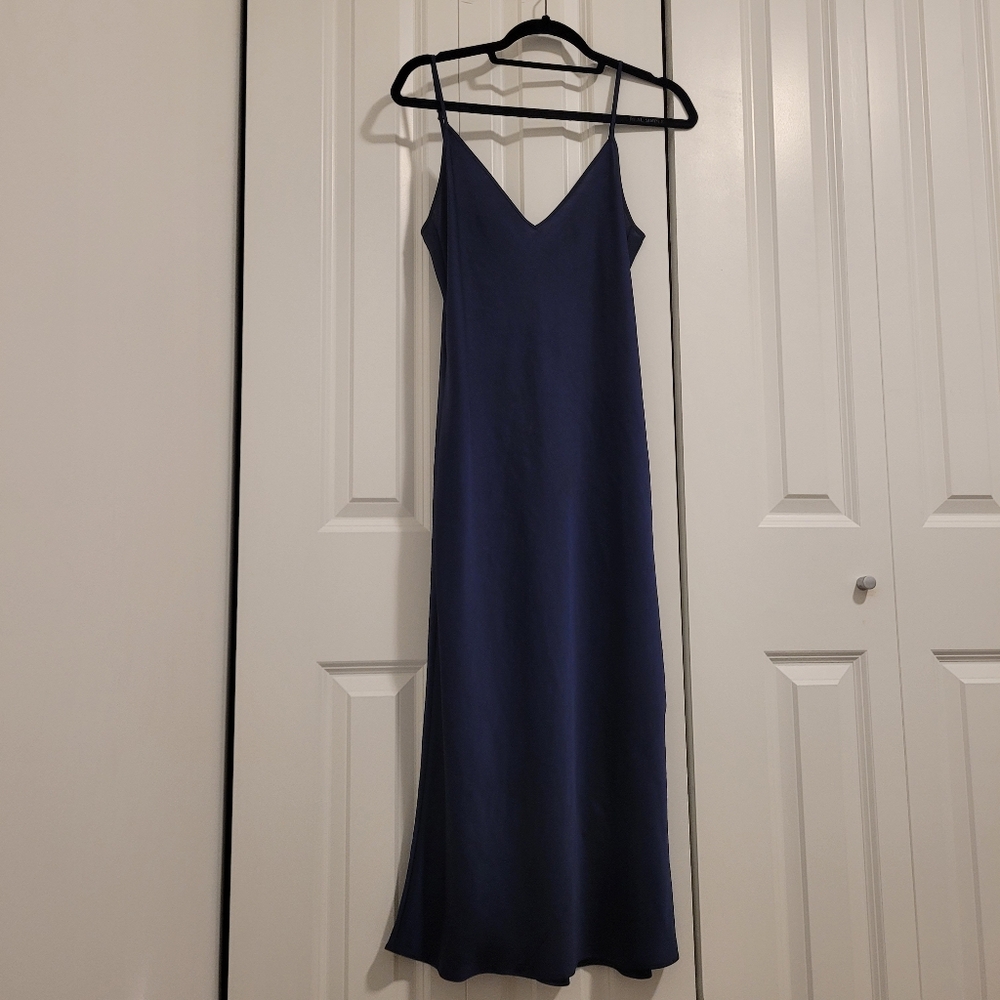 Wilfred Only Slip Satin Midi Dress Navy (M)